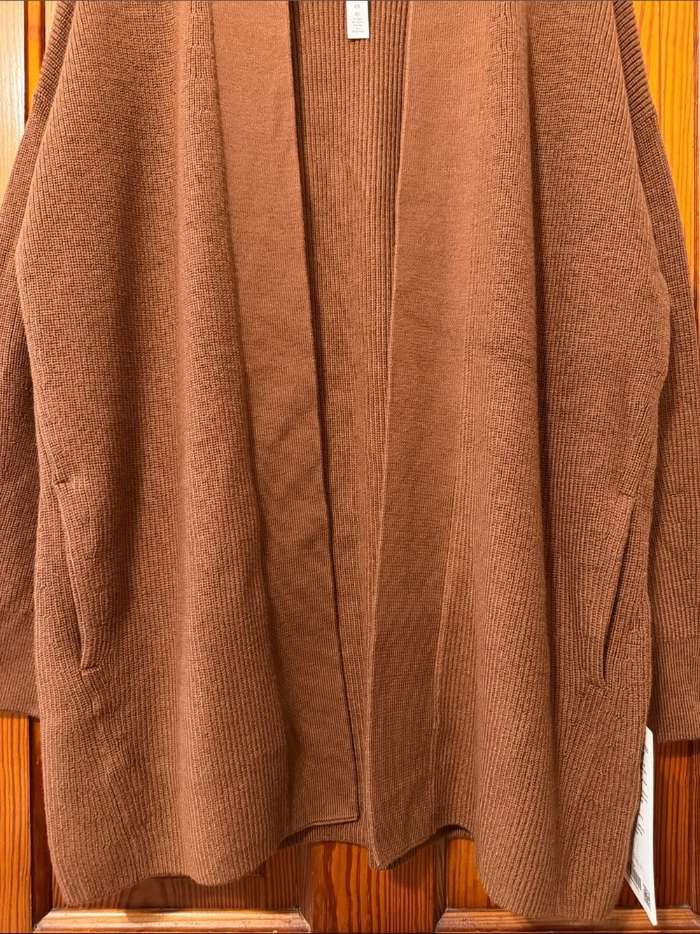 New Lululemon Merino Wool-Blend Ribbed Long Wrap Sweater - Roasted Brown